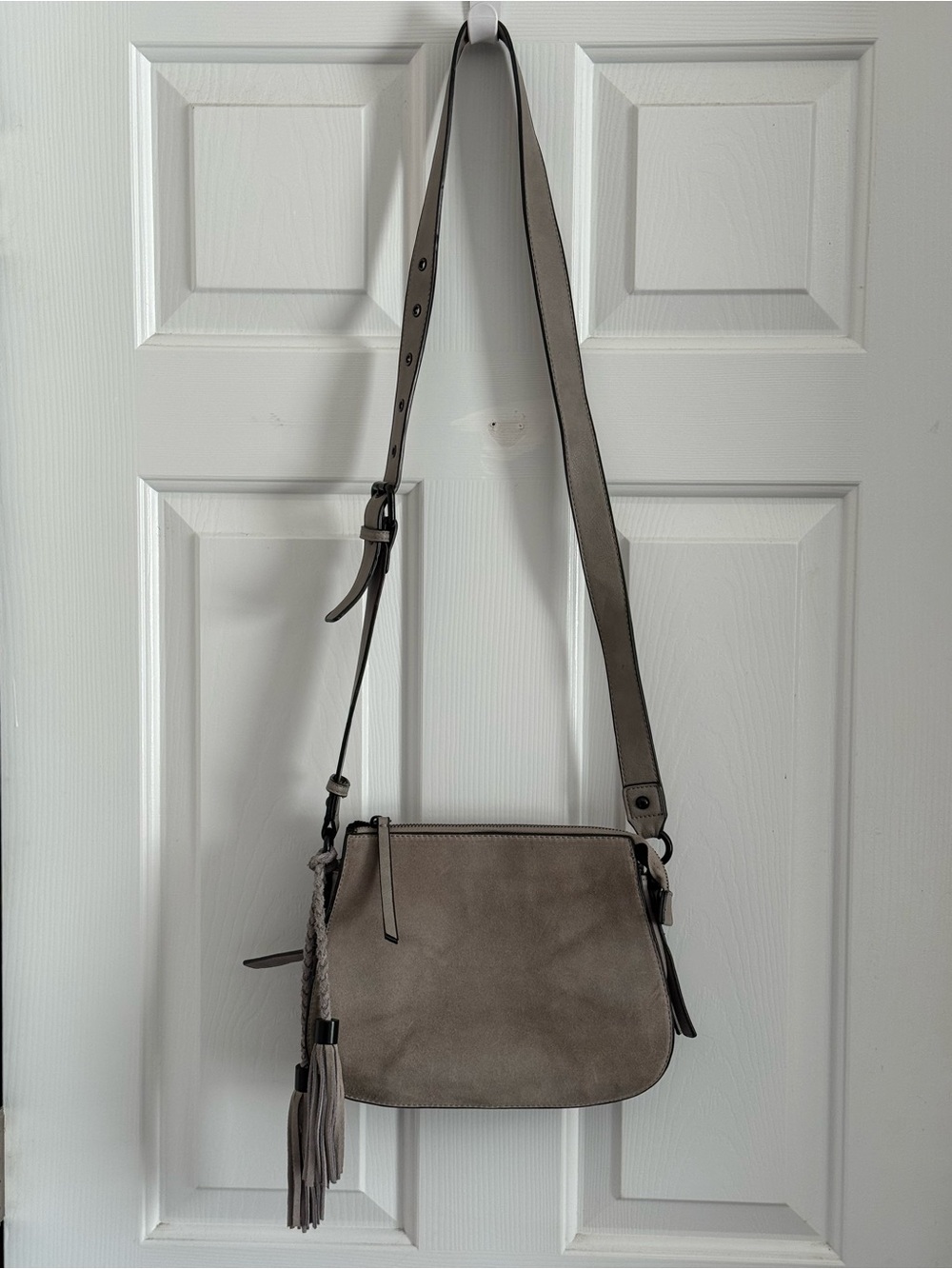 Ladiva Women's Gray Suede & Leather Crossbody Shoulder Bag - - Picture 2 of 16